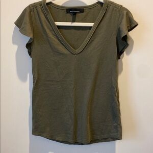 White House Black Market Olive Green V-Neck Women's Top XS